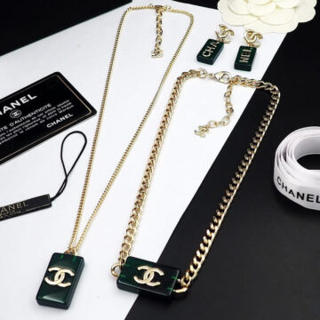 Chanel Jewelry Set with 2 Necklaces and Earings- Ajmanshop