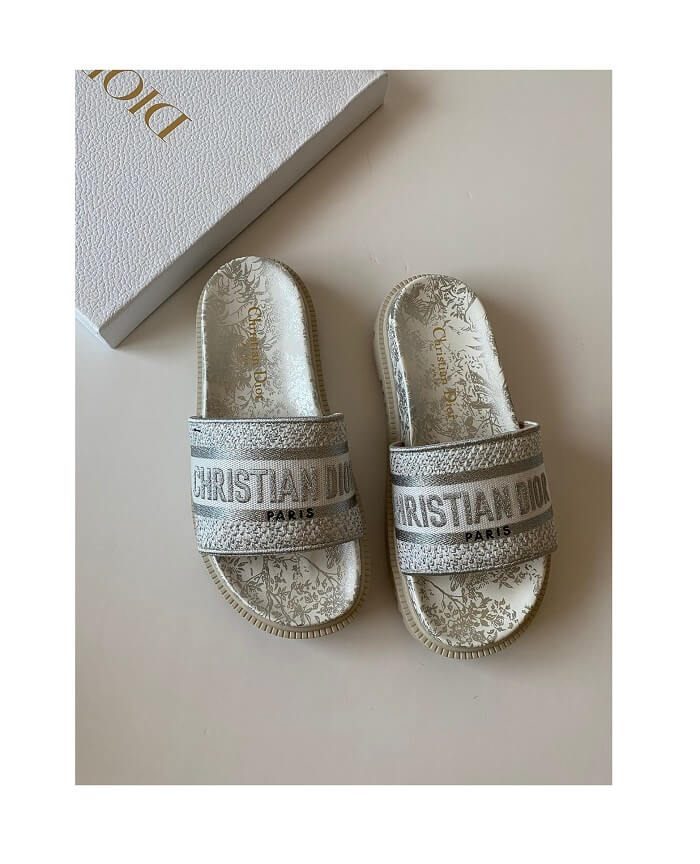 Cristian Dior Sandal for Women Golden and White in AjmanShop 