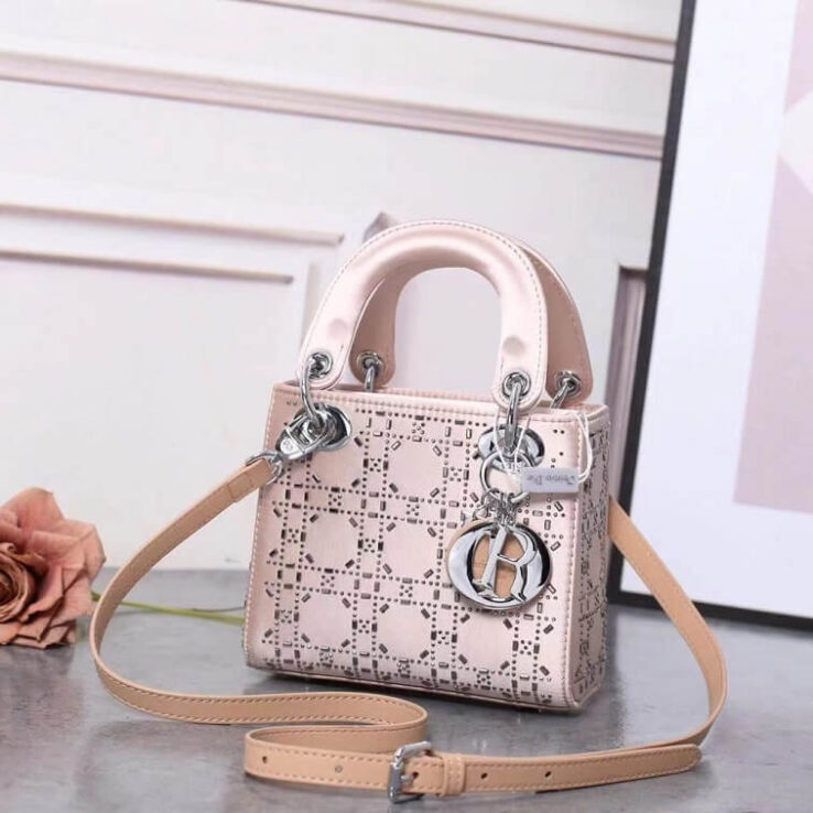 Dior Frame Beige Bag Mini Decorated with Strass- AjmanShop
