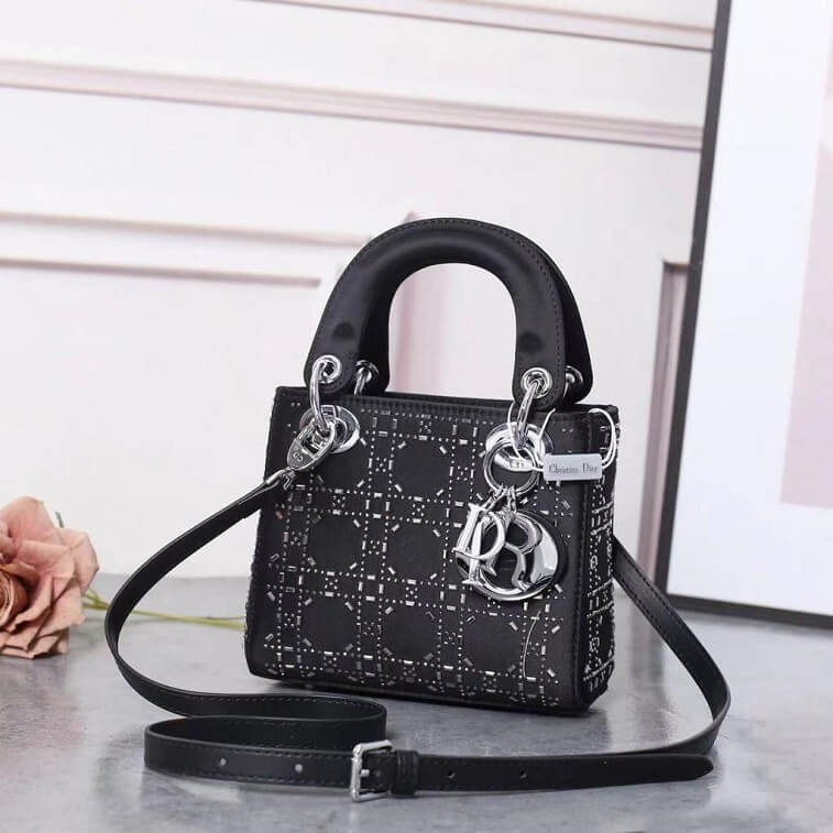 Dior Frame Black Bag Mini Decorated with Strass- AjmanShop