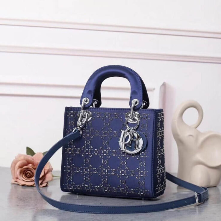 Dior Frame Blue Bag Mini Decorated with Strass- AjmanShop