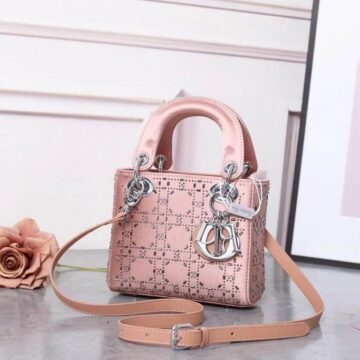 Dior Frame Pink Bag Mini Decorated with Strass- AjmanShop