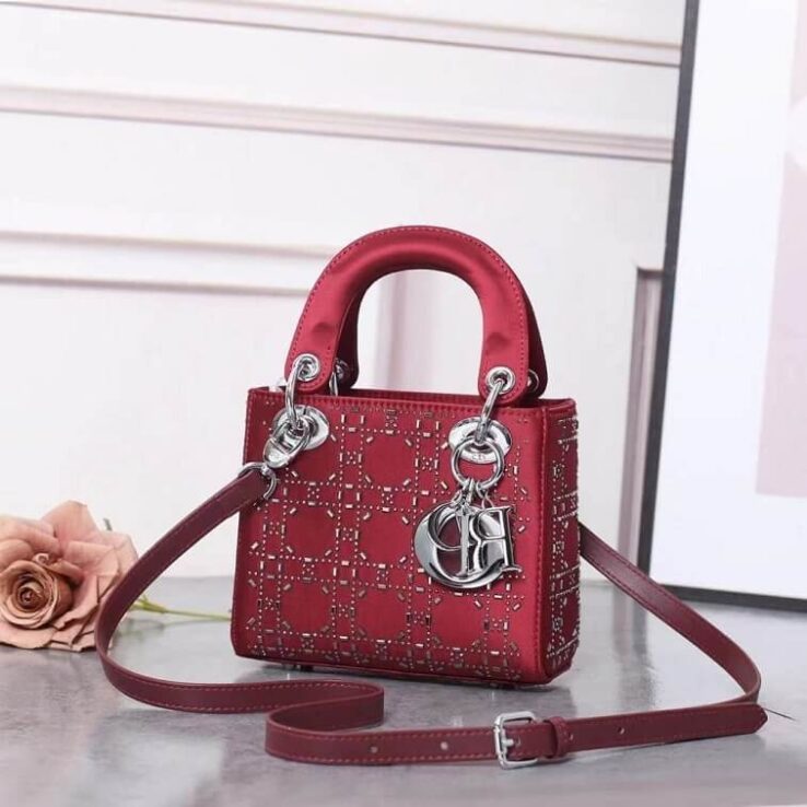 Dior Frame Red Bag Mini Decorated with Strass- AjmanShop