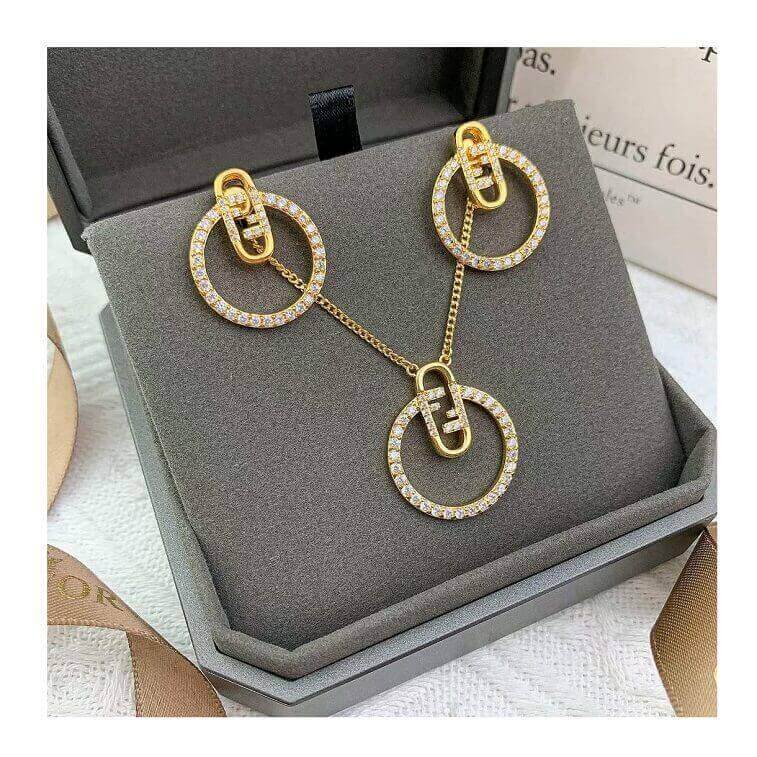 Fendi Necklace Set with Earings- AjmanShop