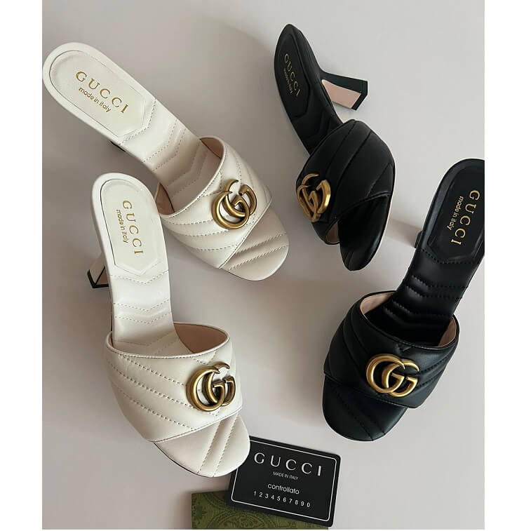 Gucci Heels with Logo White and Black- AjmanShop