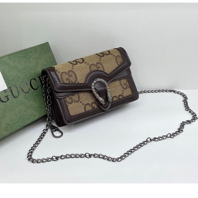 Gucci Mini Beige Bag with Logo Print- AjmanShop