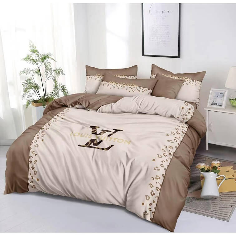 LV Brown Bedsheet 6pcs Set Cotton Material in AjmanShop