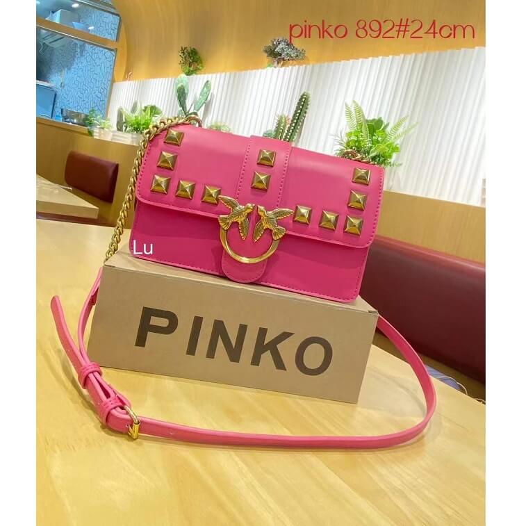 Pinko Pink Bag with Logo Plaque Leather Bag in AjmanShop