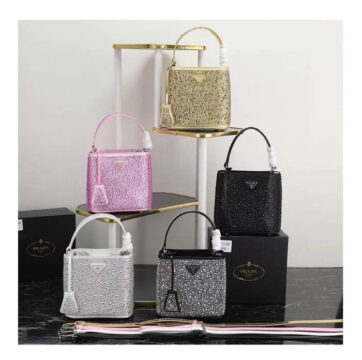 Prada Black Bucket Bag Metal Sequins with Logo in Ajman Shop 1