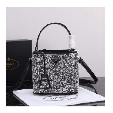 Prada Bucket Bag Metal Sequins with Logo- AjmanShop