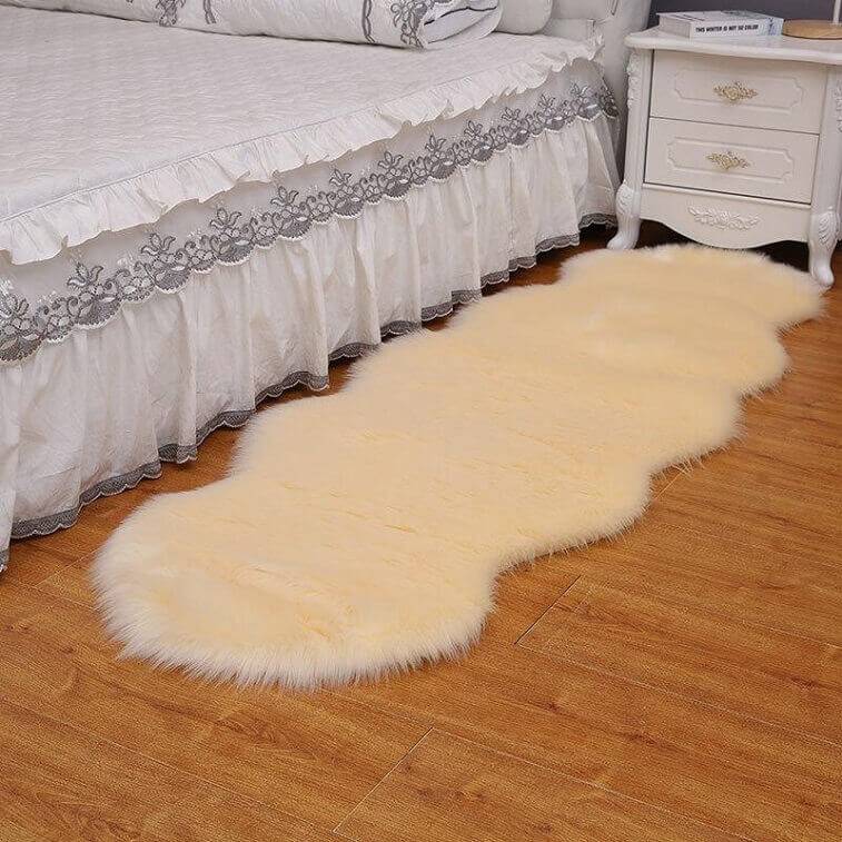 Beige Fur Carpet for Living Room with Anti Slip Bottom- AjmanShop