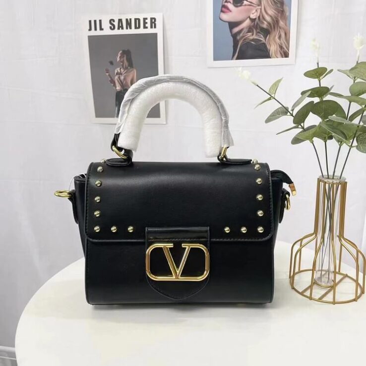 Black Valentino Bag Metal Hardware Crossbody Bag- AjmanShop