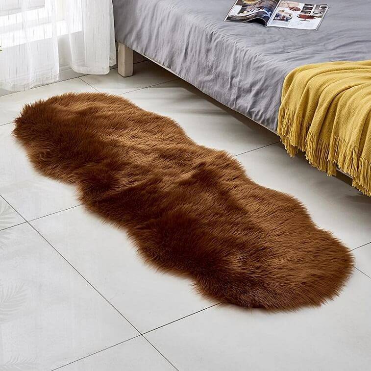 Brown Fur Carpet for Living Room with Anti Slip Bottom- AjmanShop