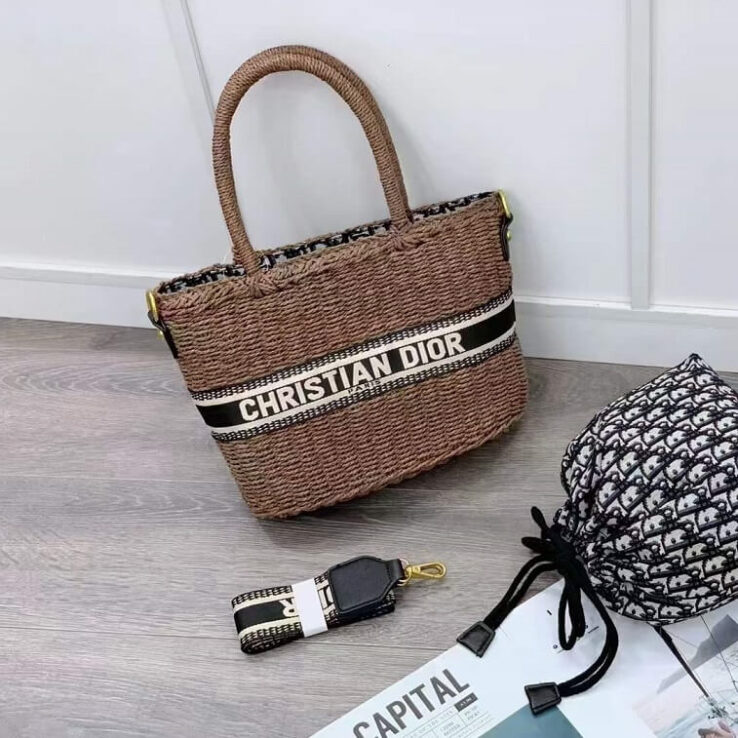 Brown Woven Bag by Dior Beach Tote HandBag- AjmanShop