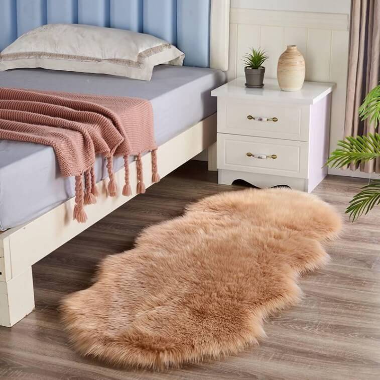 Caramel Fur Carpet for Living Room with Anti Slip Bottom- AjmanShop