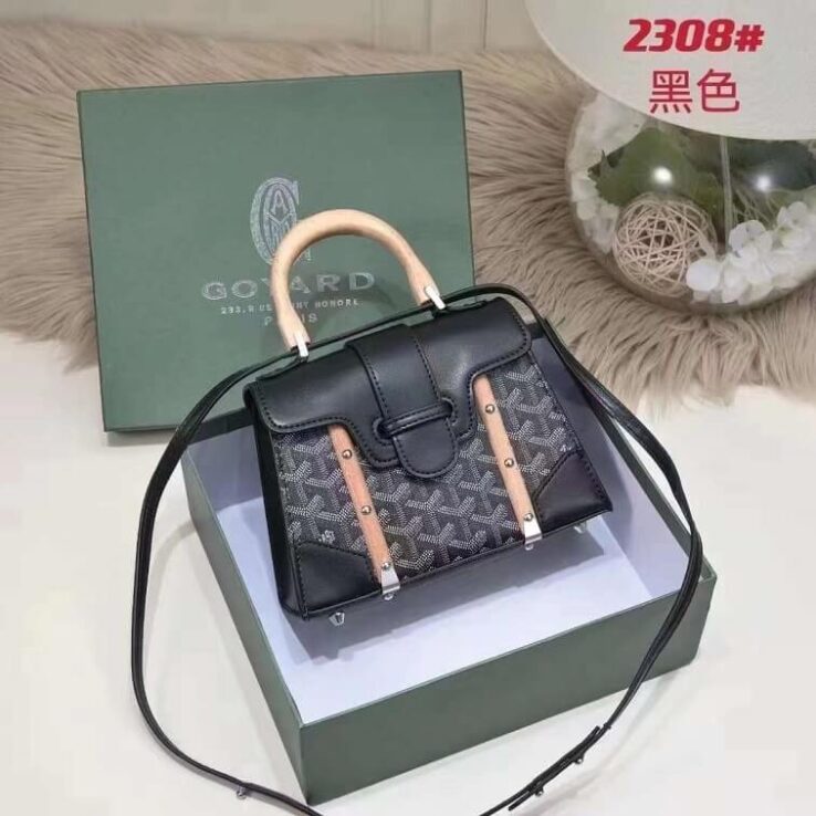 Goyard Black Bag Coated Canvas and Leather Handle Bag- AjmanShop