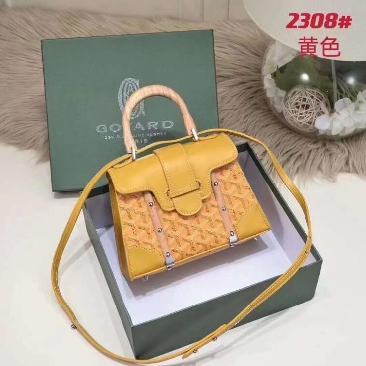 Goyard Yellow Bag Coated Canvas and Leather Handle Bag- Ajmanshop