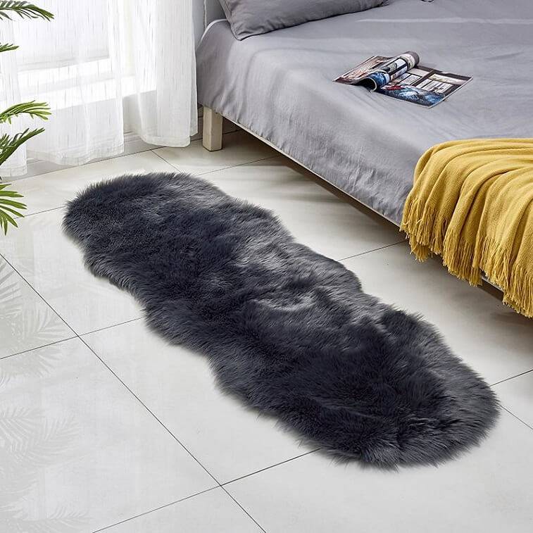 Grey Fur Carpet for Living Room with Anti Slip Bottom- AjmanShop