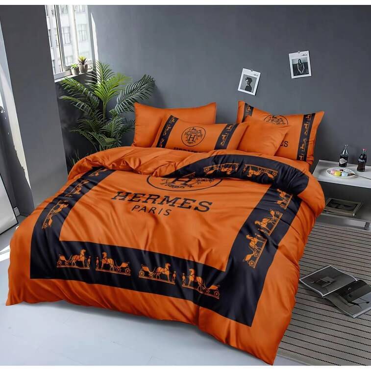 Hermes Bedsheet 6pcs Set Cotton Material- AjmanShop