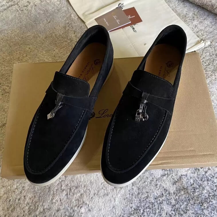 Loro Piana Black Summer Charm Loafer- AjmanShop