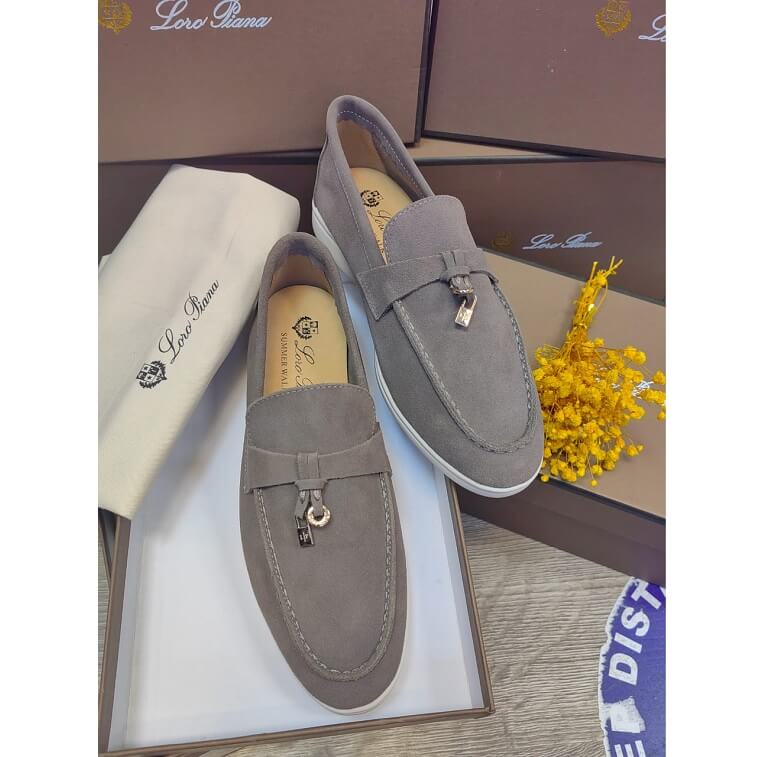 Loro Piana Grey Summer Charm Loafer- AjmanShop