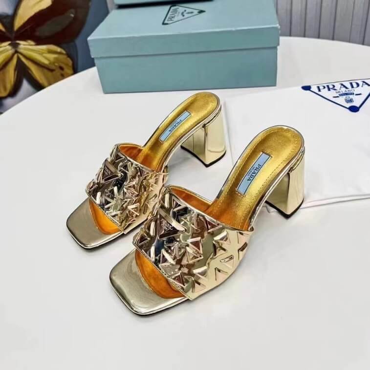 Mid Heel Gold by Prada Platform Heels- AjmanShop