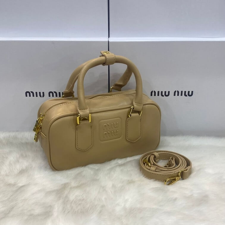 Miu Miu Beige Bag Leather Mini Top Handle Bag in AjmanShop