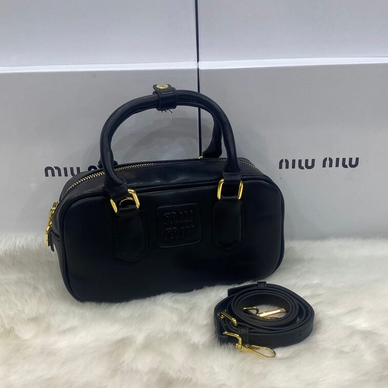 Miu Miu Black Bag Leather Mini Top Handle Bag