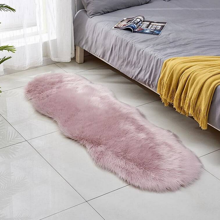 Pink Fur Carpet for Living Room with Anti Slip Bottom- AjmanShop