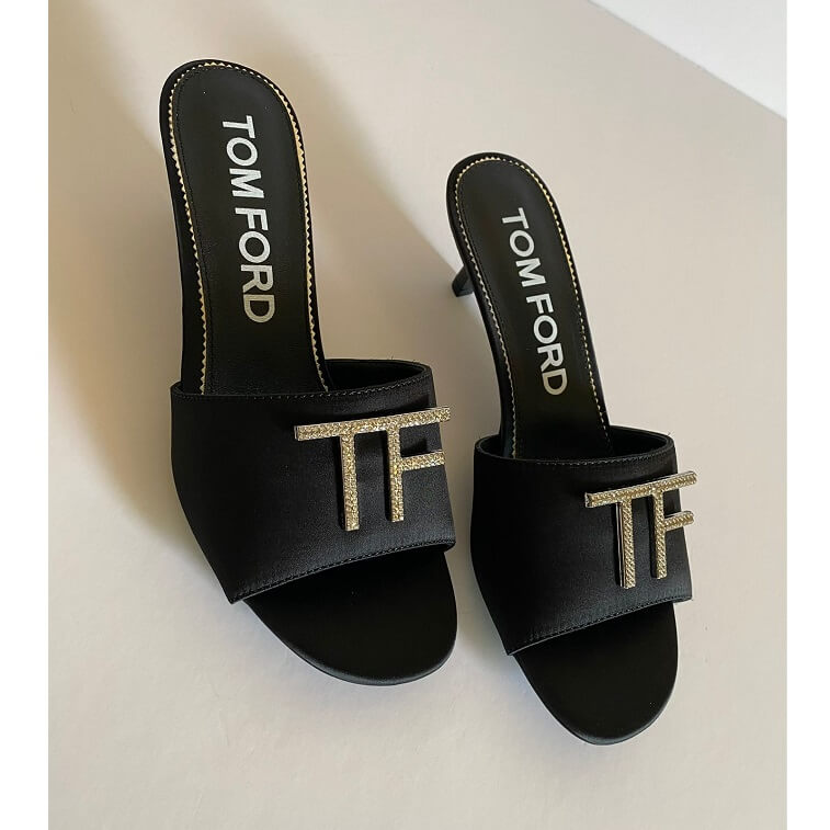 Tomford Black Heel with Stone Logo Work- AjmanShop