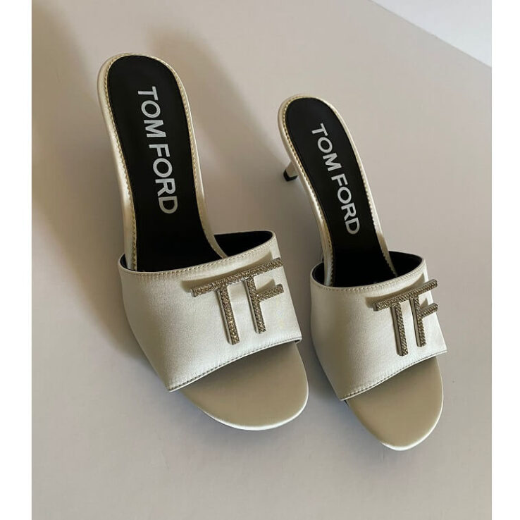 Tomford White Heel with Stone Logo Work- AjmanShop