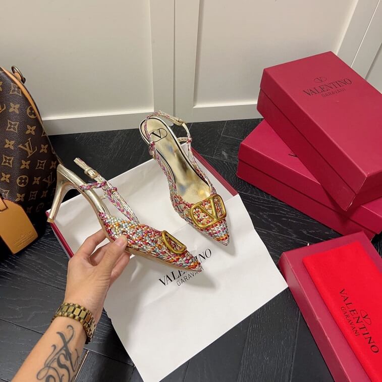 Valentino Signature Pumps MultiColor VLogo Slingback- AjmanShop