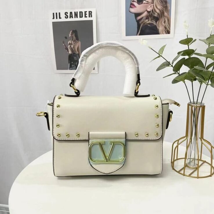 White Valentino Bag Metal Hardware Crossbody Bag- AjmanShop