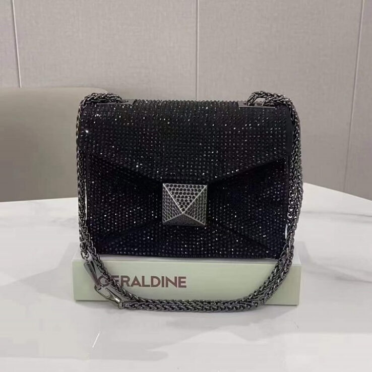 Crystal Black Bag by Valentino with Long Belt- AjmanShop