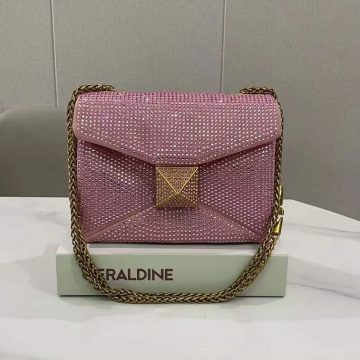 Crystal Pink Bag by Valentino with Long Belt- AjmanShop