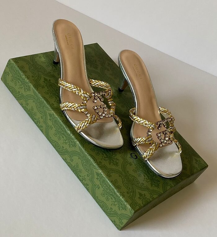 Gucci Heels Crystal Interlocking Sandals in Ajmanshop 
