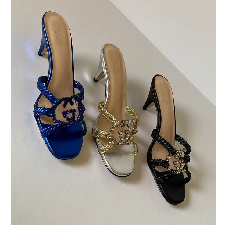 Gucci Heels Crystal Interlocking Sandals - AjmanShop