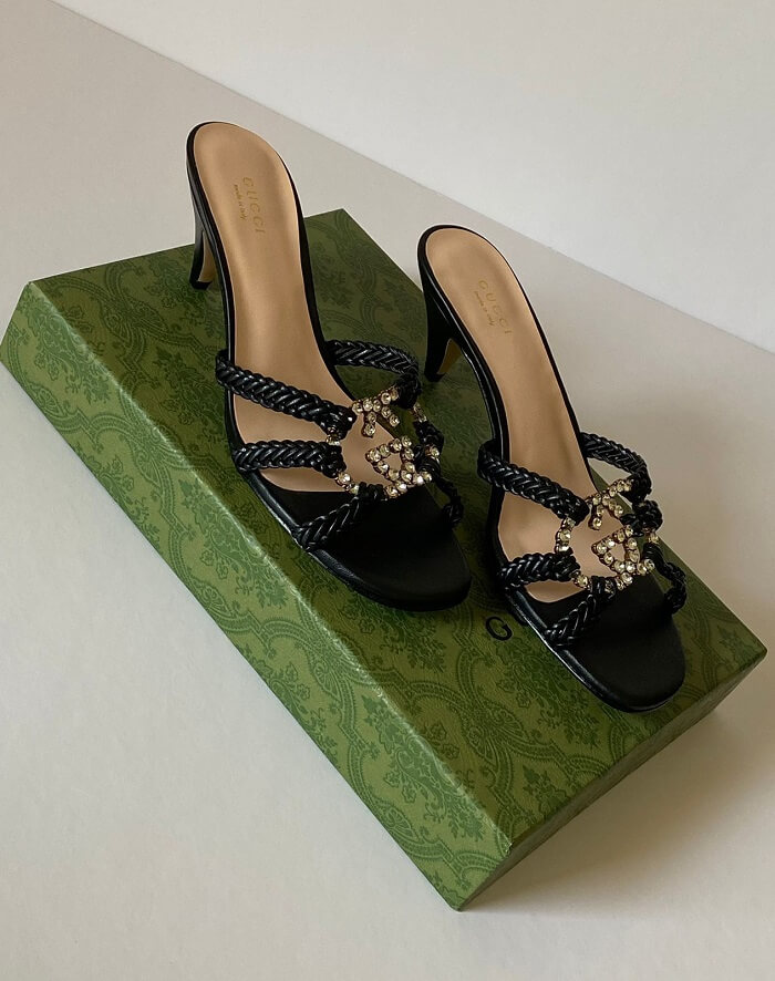 Gucci Heels Crystal Interlocking Sandals in Ajmanshop 