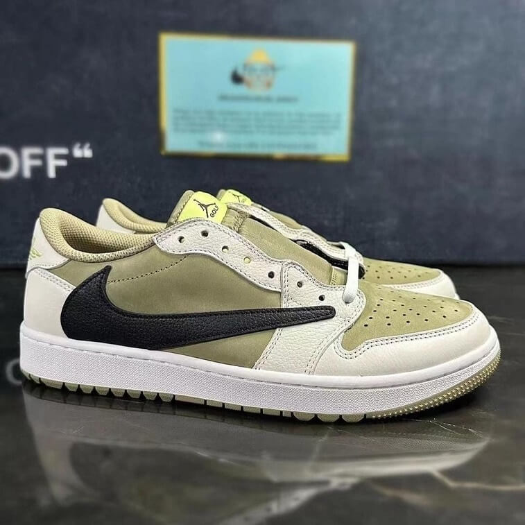 Air Jordan 1 Retro Sneakers in Low Golf Travis Scott Neutral Olive in AjmanShop