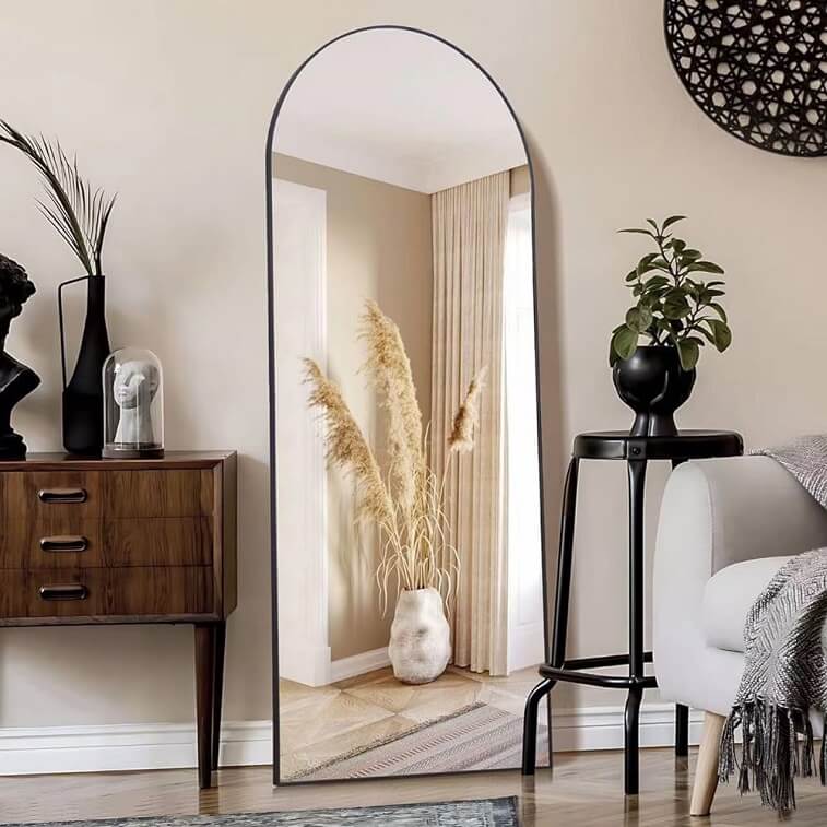 Arch Black Wall Mirror Without LED Light - AjmanShop