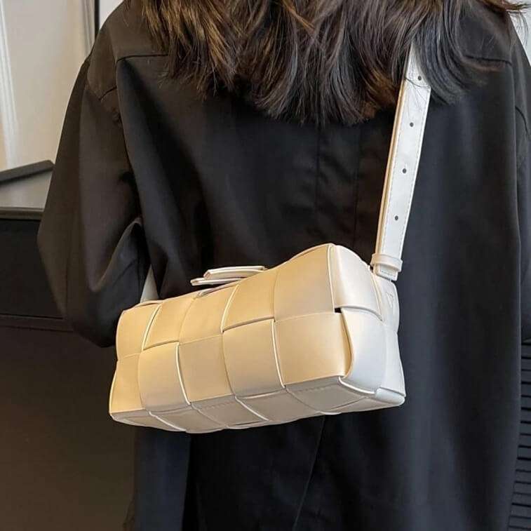 Bottega Leather Flap Bag White 1- Ajmanshop (1)