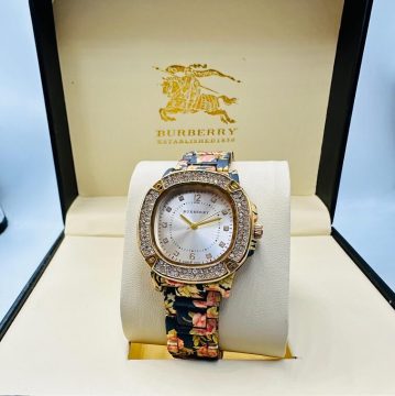 Burberry Ladies Watch in Printed Strap with Stone - AjmanShop
