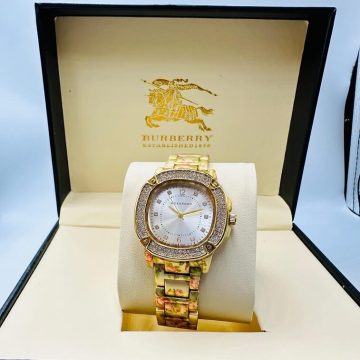 Burberry Ladies Watch in Printed Strap with Stone - AjmanShop