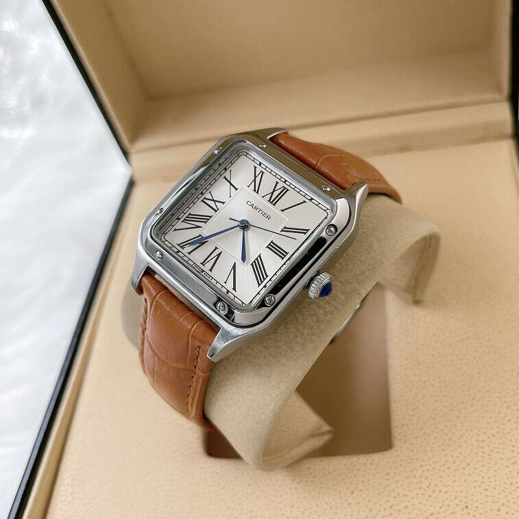 Cartier Leather Strap Watch For Men New Model- AjmanShop