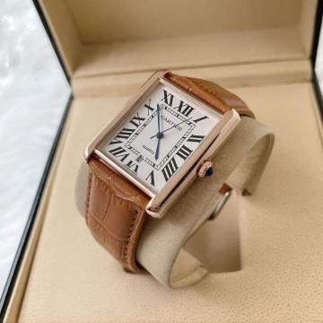 Cartier Leather Strap Watch For Men New Model- AjmanShop