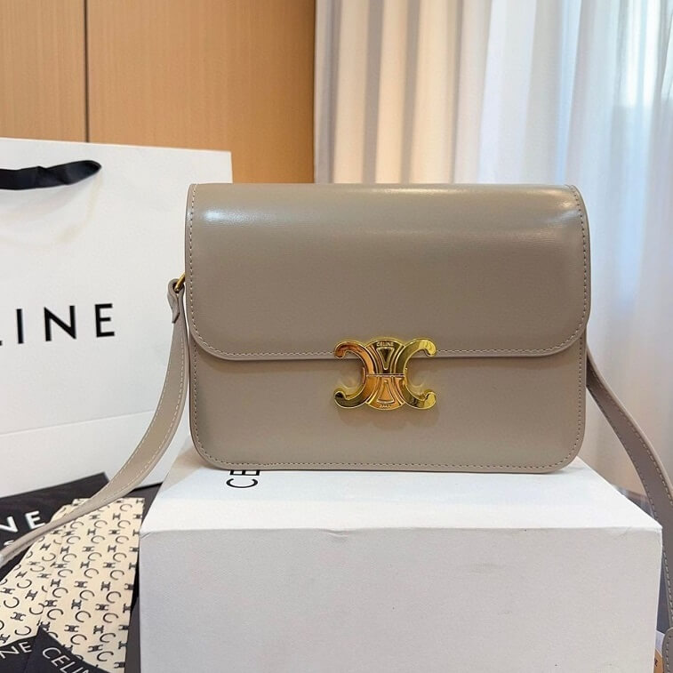 Celine Calfskin Shoulder Bag Gray - AjmanShop