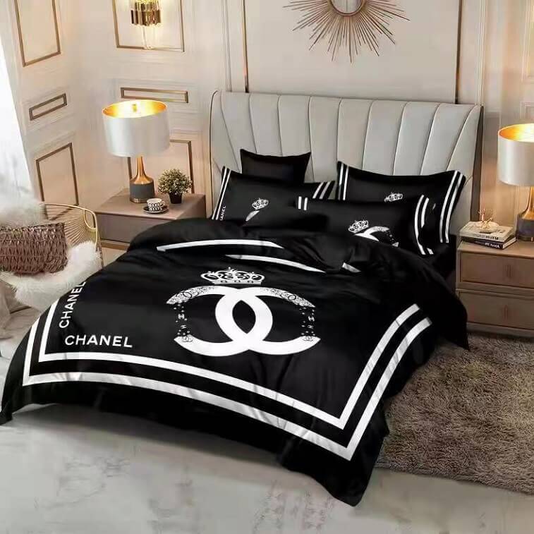 Chanel Brand Bedsheet Set 6pcs in Cotton Material- AjmanShop