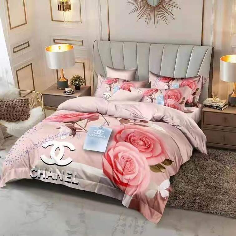 Chanel Brand Bedsheet Set 6pcs in Cotton Material- AjmanShop