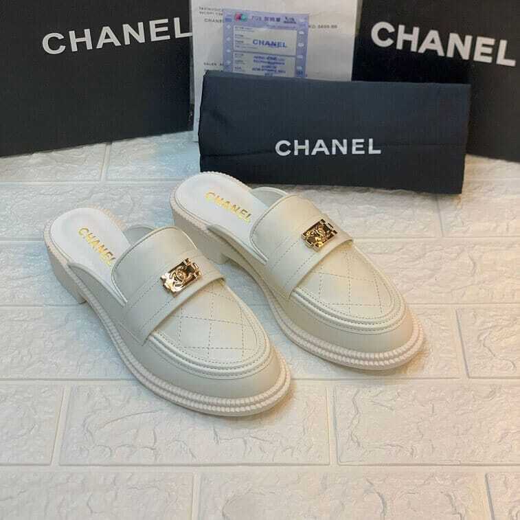 Chanel Leather Mule Shoes with 3cm Heel- AjmanShop