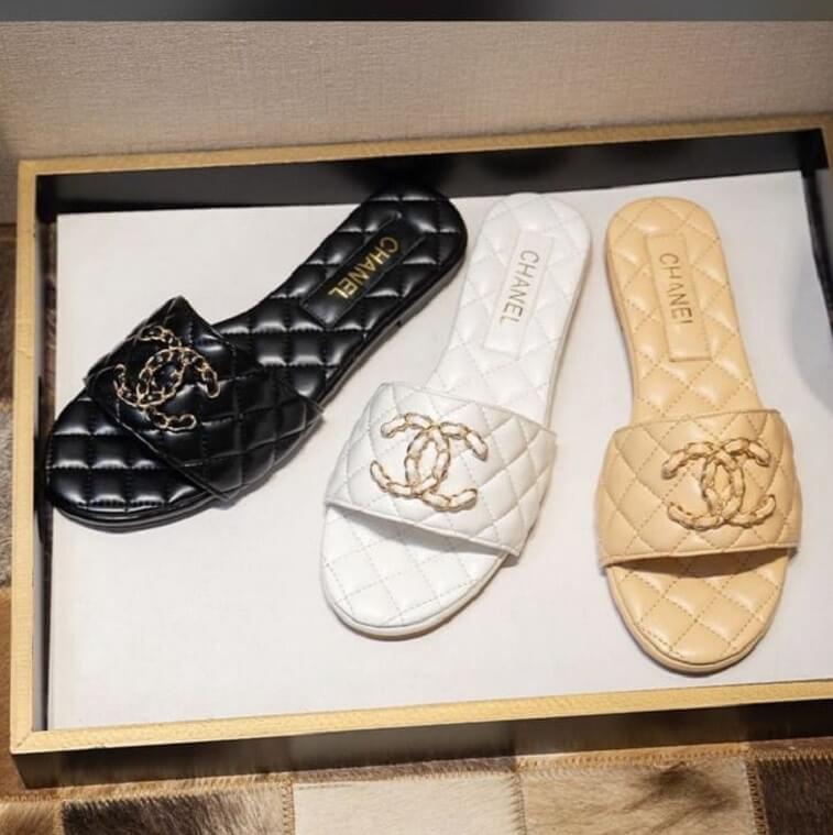 Chanel Slipper CC Diamond Quilted Slides - AjmanShop